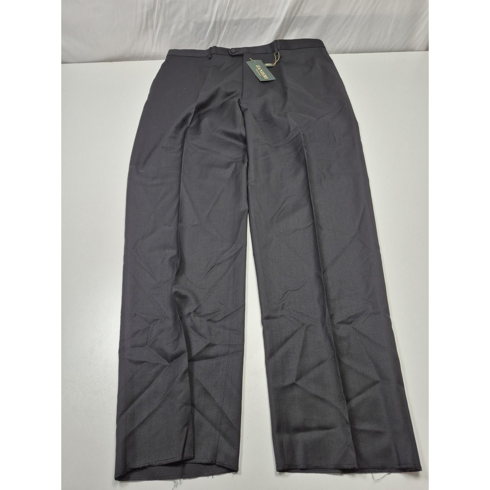 Zanieri Dress Pants Mens 44x36 Gray Wool Flat Front Unhemmed Italy NWT FLAW